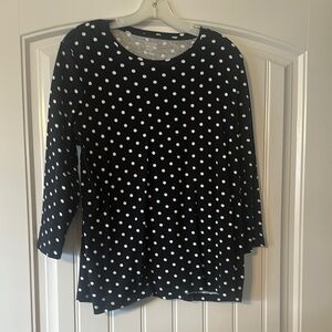 Kim Rogers Black and White Boxy Blouse with Full-Length Sleeves